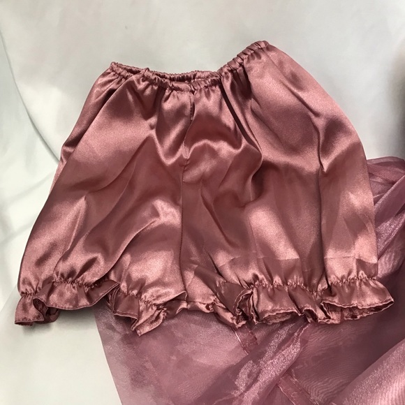 fancy baby dress & pantaloons soft sheer pale raspberry beads flowers 12/18 - Picture 6 of 10